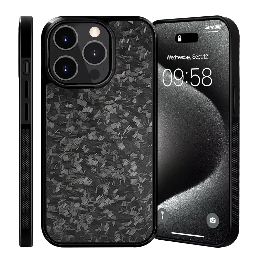 Luxury Gloss Real Carbon Fiber Armor Shockproof Cover for Iphone 15 Pro Max 14 13 12 11 Case Wireless Charge Forged Fiber Cover