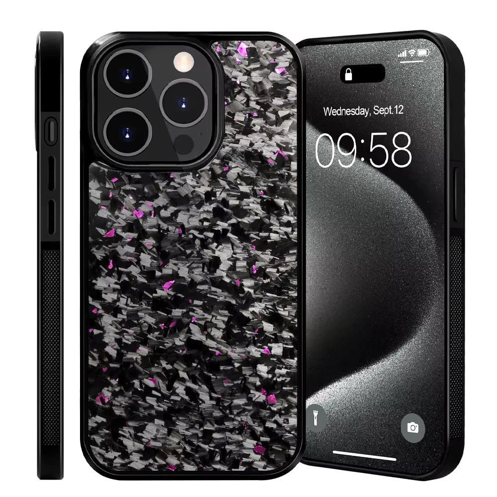 Luxury Gloss Real Carbon Fiber Armor Shockproof Cover for Iphone 15 Pro Max 14 13 12 11 Case Wireless Charge Forged Fiber Cover